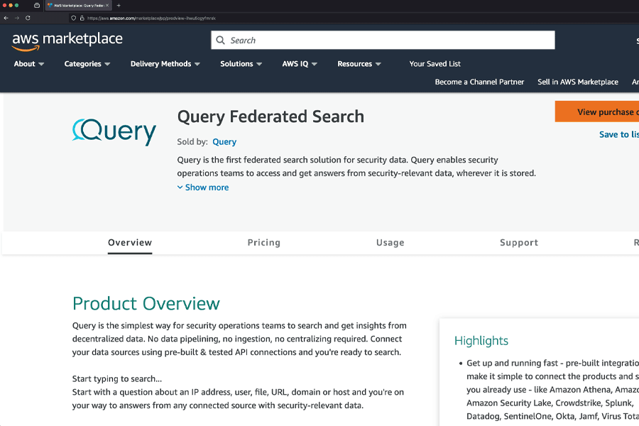 query aws marketplace listing